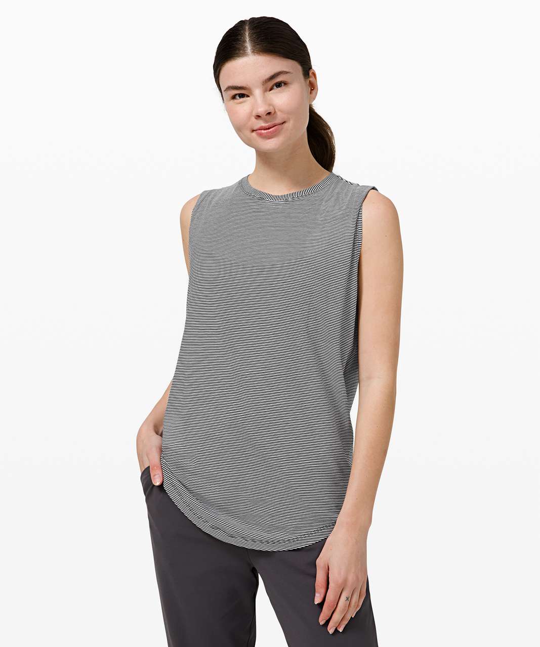 Lululemon Brunswick Muscle Tank - Hype Stripe Black White - lulu fanatics