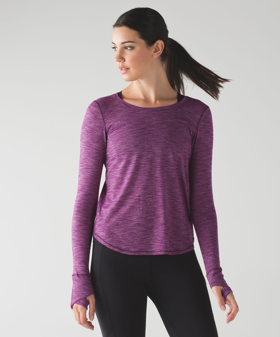 Lululemon On The Run Long Sleeve - Heathered Chilled Grape - lulu