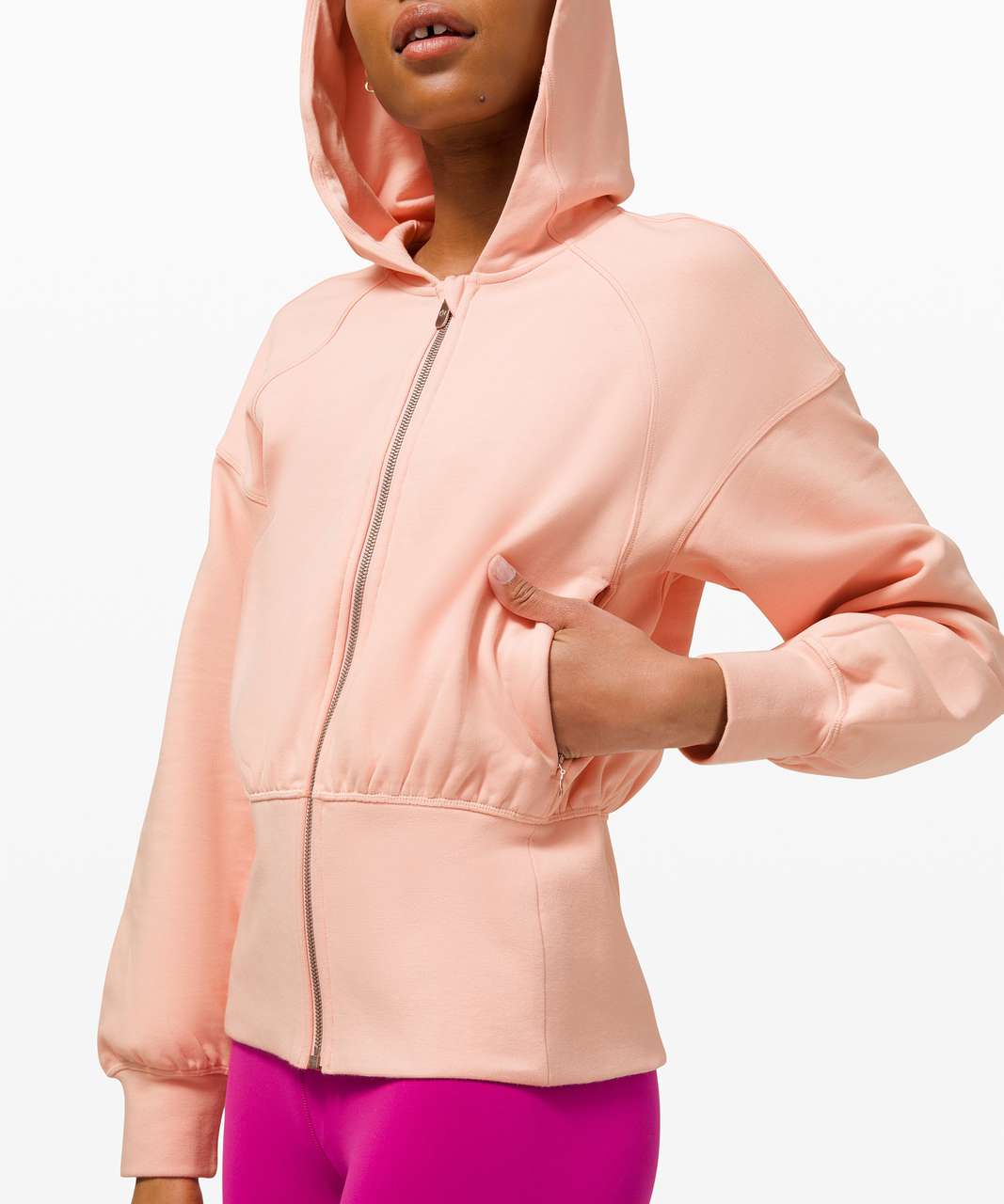 Lululemon Hugged-Waist Cotton Zip Hoodie - Pink Mist