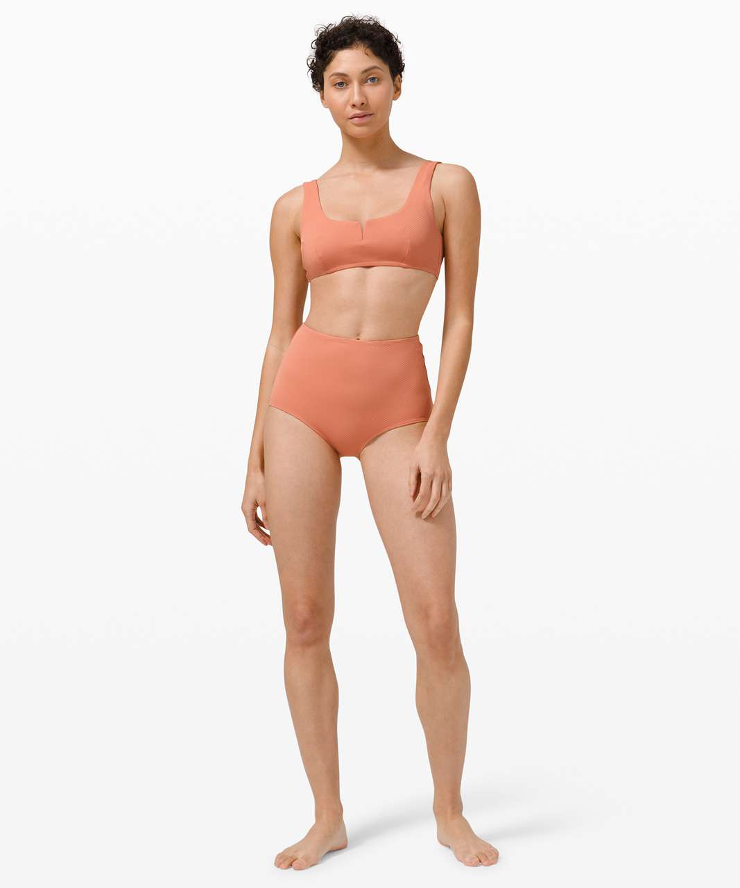 Lululemon Honeycomb Dip Square Swim Top *A/B Cups - Pink Savannah