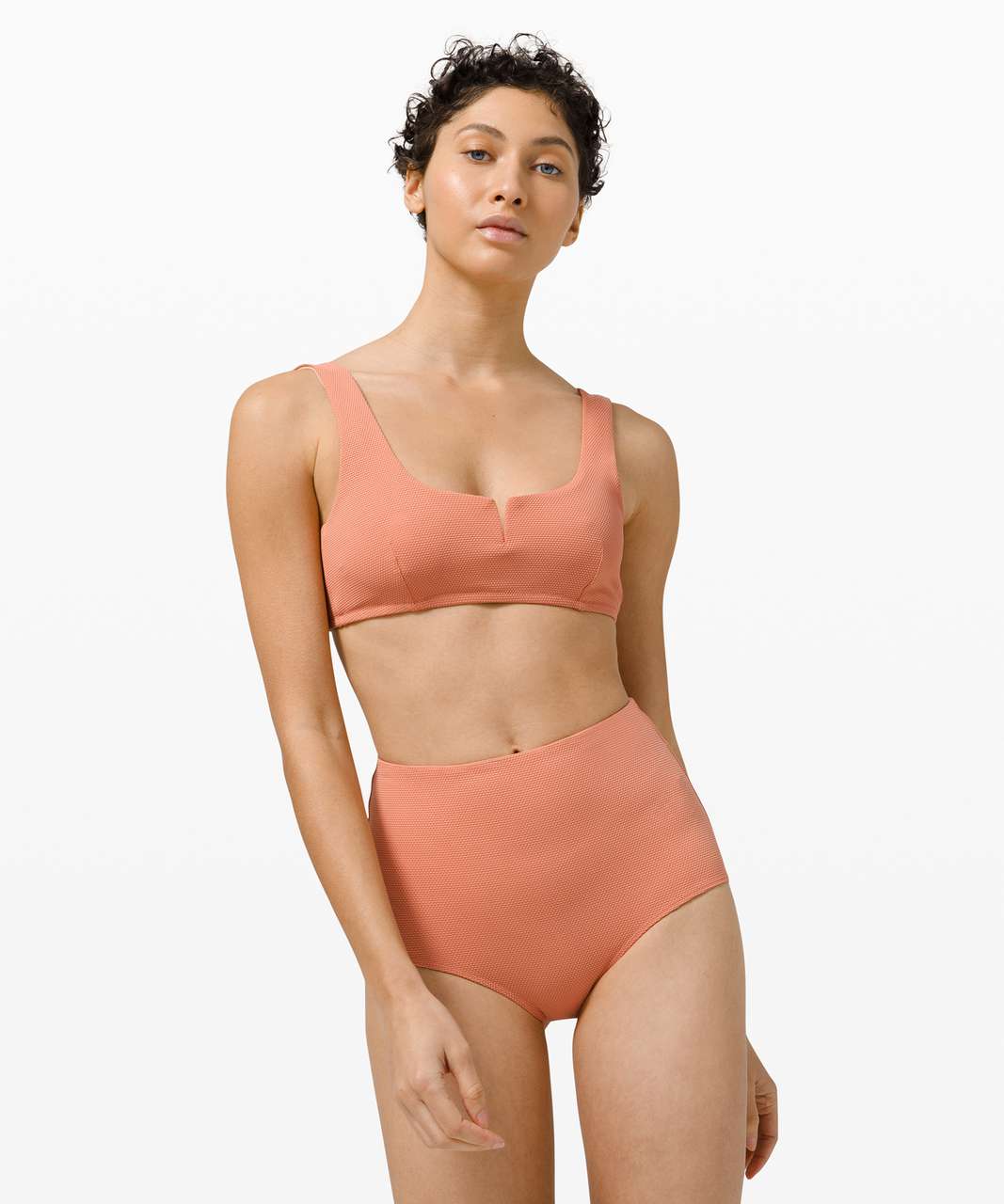 Lululemon Honeycomb Dip Square Swim Top *A/B Cups - Pink Savannah