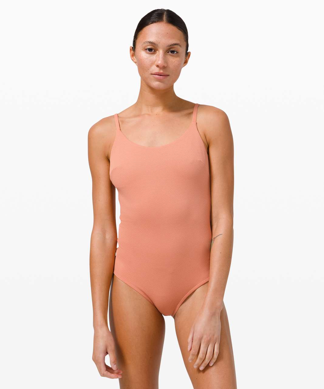 Lululemon Waterside High-Neck One-Piece Swimsuit *Medium Bum Coverage -  Harmonize Fluro Pink Multi - lulu fanatics