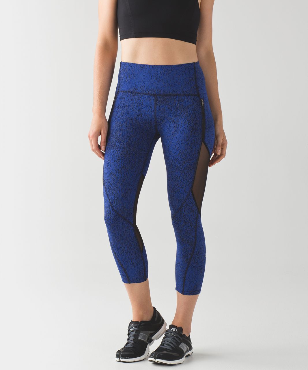 Lululemon Rush Hour 21 Crop - Power Luxtreme Spray Jacquard Sapphire Blue  Black - lulu fanatics