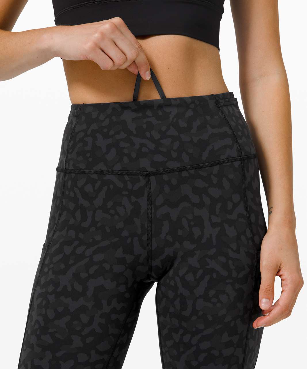 Lululemon Fast and Free High-Rise Crop 23 - Leopard Camo Deep Coal Multi -  lulu fanatics