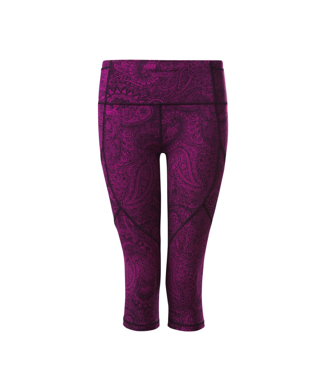 Lululemon Outrun 17" Crop - Antique Paisley Deep Fuschia Black / Black