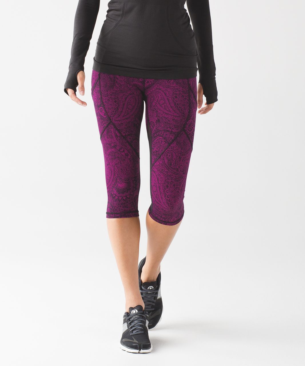 Lululemon Outrun 17 Crop - Splatter White Black / Black - lulu fanatics