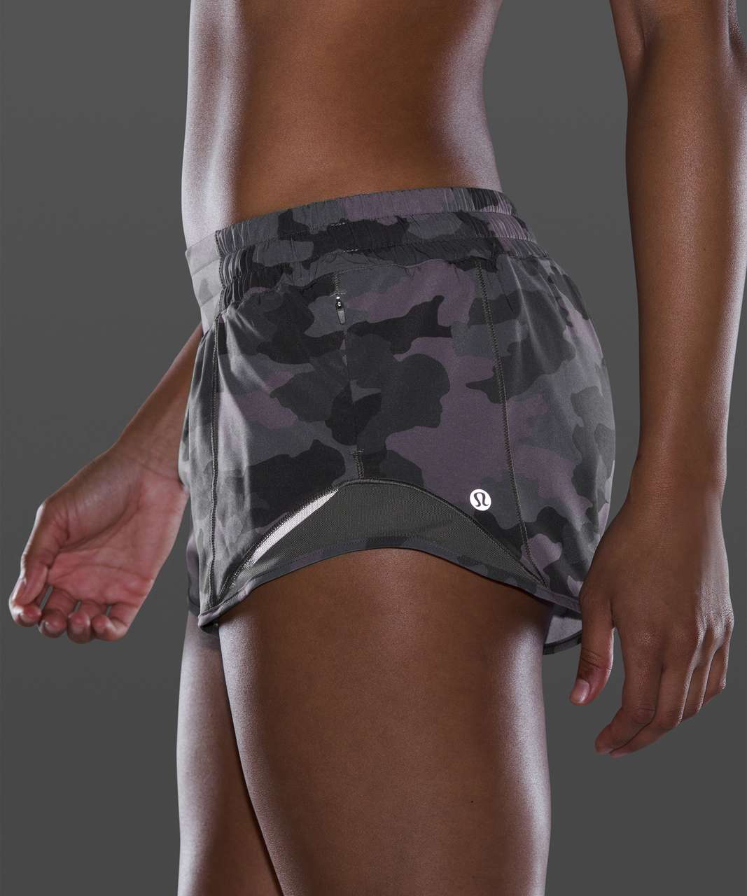 Lululemon Hotty Hot Low-rise Lined Shorts 4 In Heritage 365 Camo Dusky  Lavender /army Green