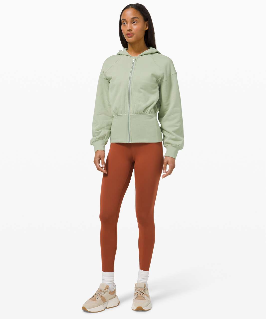 Lululemon Hugged-Waist Cotton Zip Hoodie - Green Fern