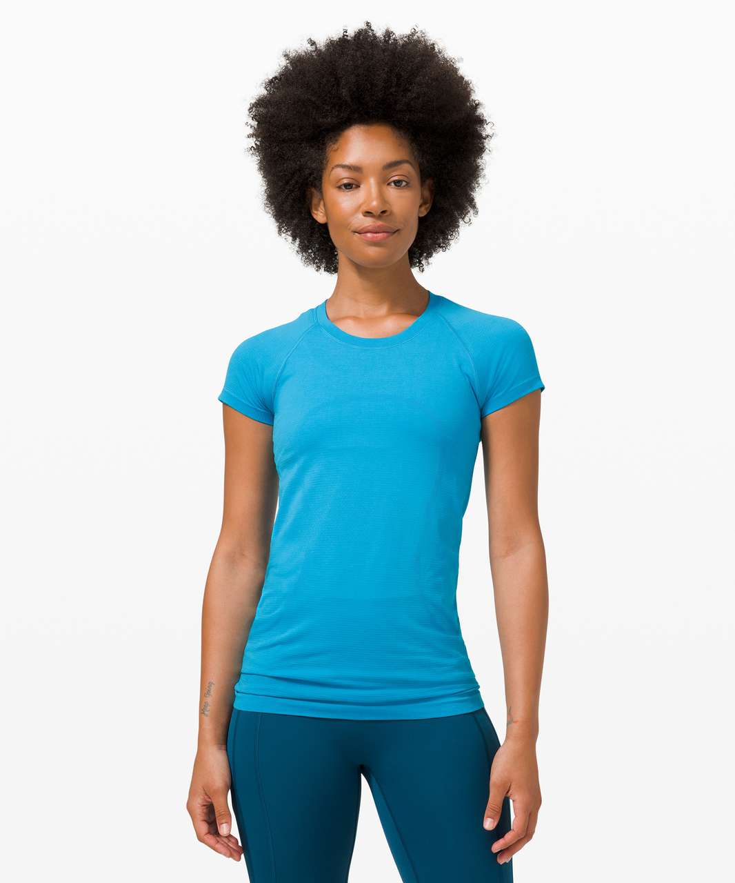 NEW Women Lululemon Swiftly Tech Short Sleeve 2.0 Electric Turquoise Size 6