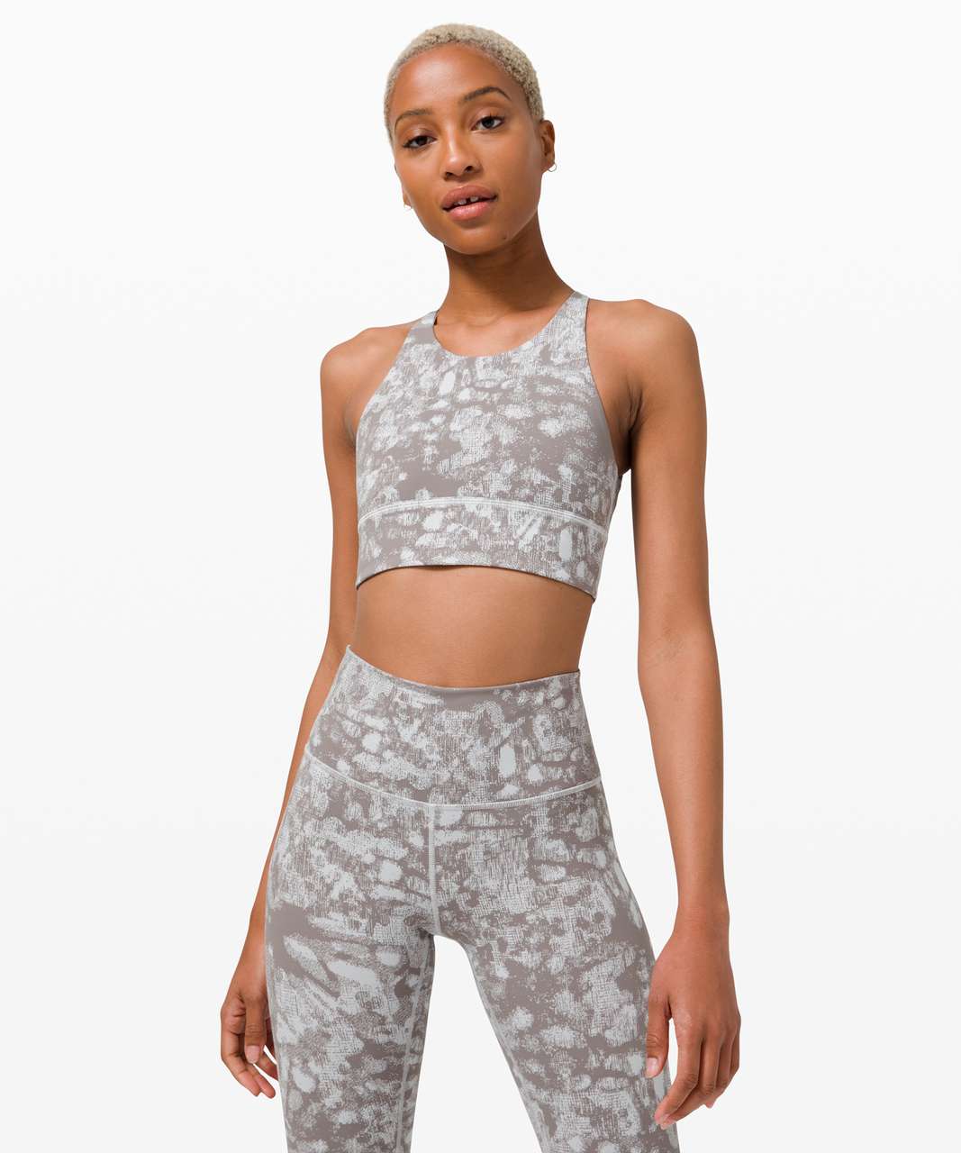 Lululemon Free to Be High-Neck Long-Line Bra - Wild *Light Support, A/B Cups - Synthesize Jacquard Starlight Grey Fog