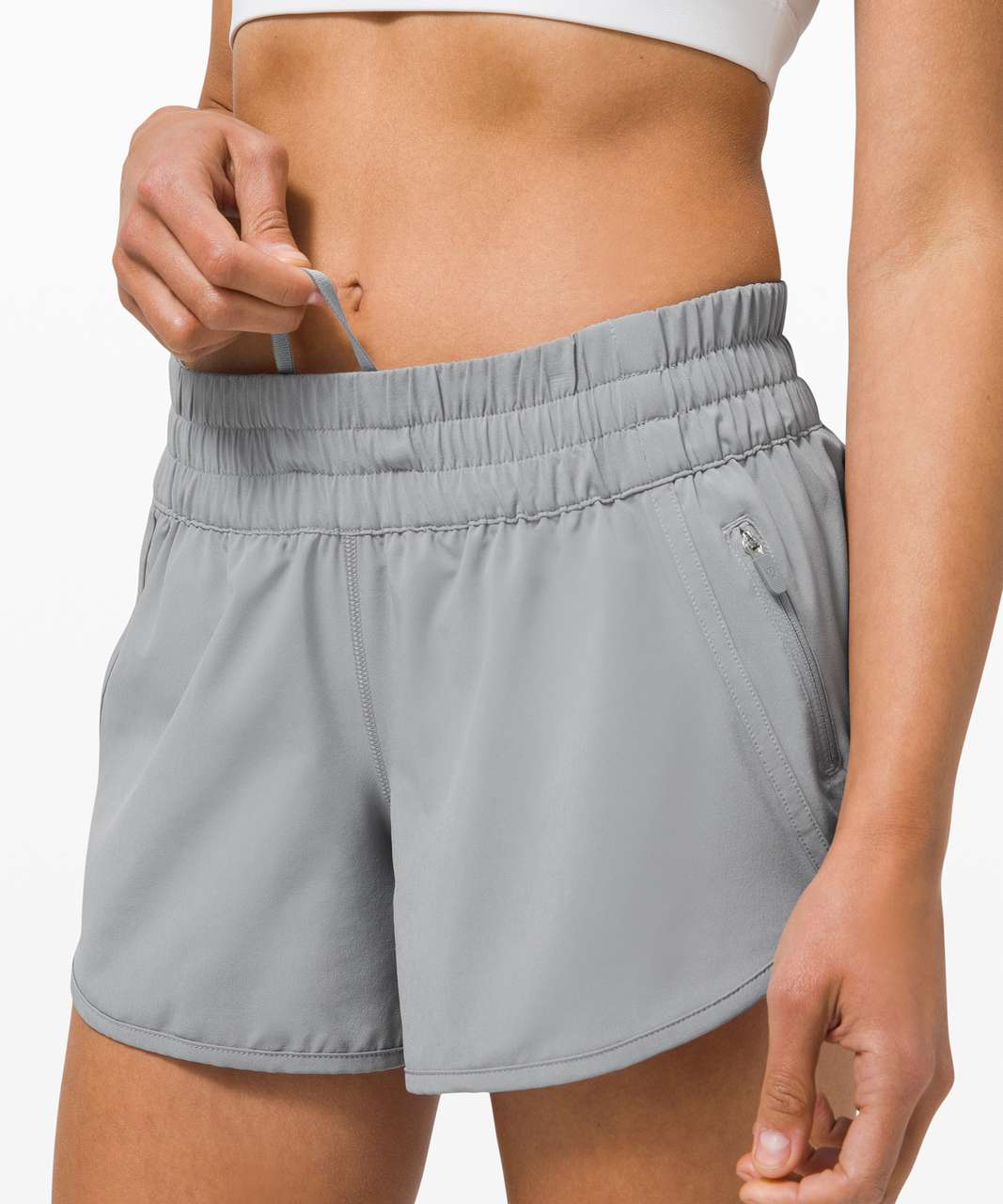 Lululemon Athletica Women's 4 Athletic Running Shorts Gray Stretch Zip  Pocket X1