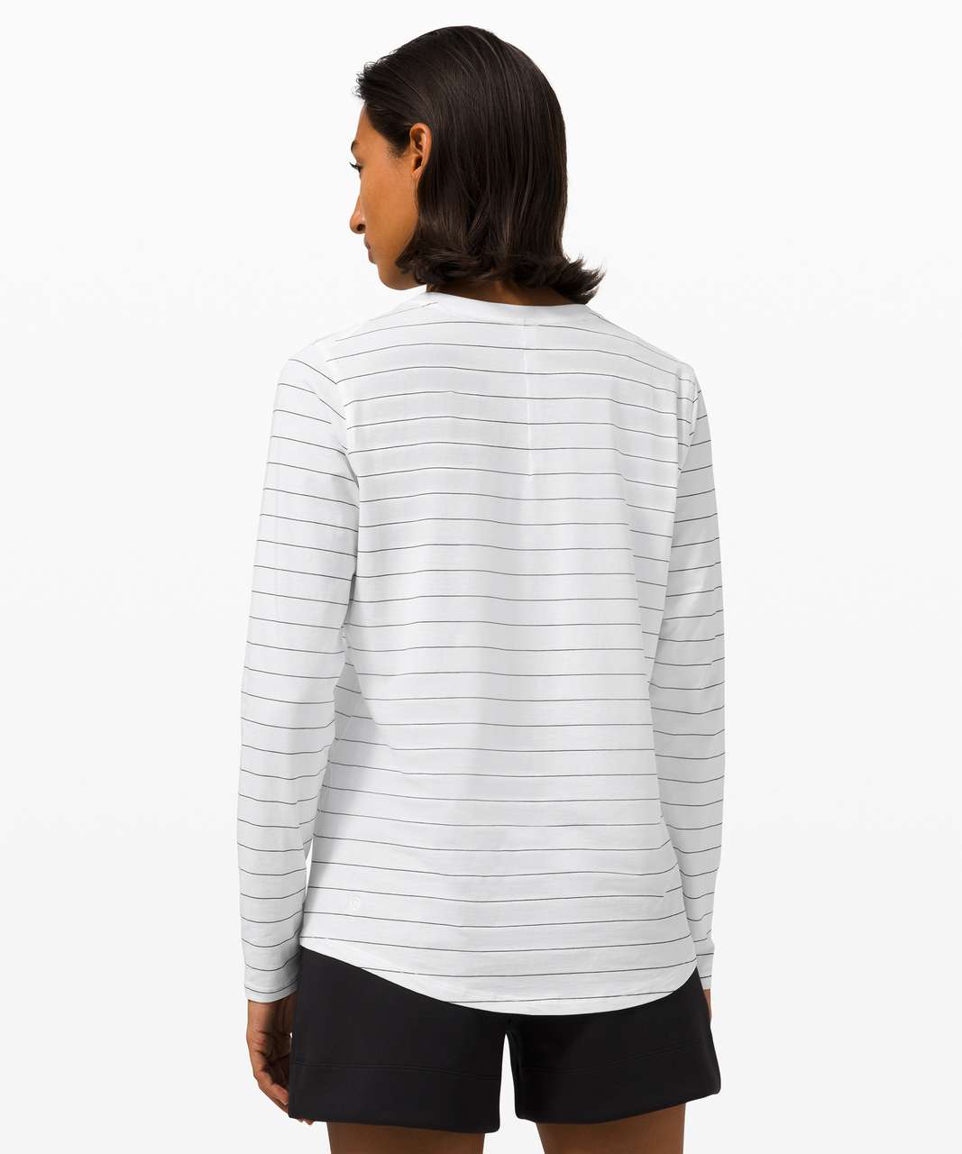 Lululemon Ever Ready Long Sleeve - Short Serve Stripe White Black - lulu  fanatics