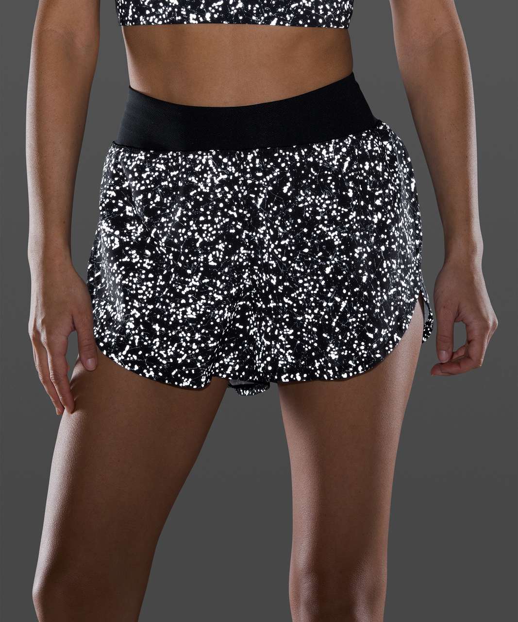 Lululemon Find Your Pace Short 3" *Lined - Crinkle Dust Reflective Alpine White Multi / Black