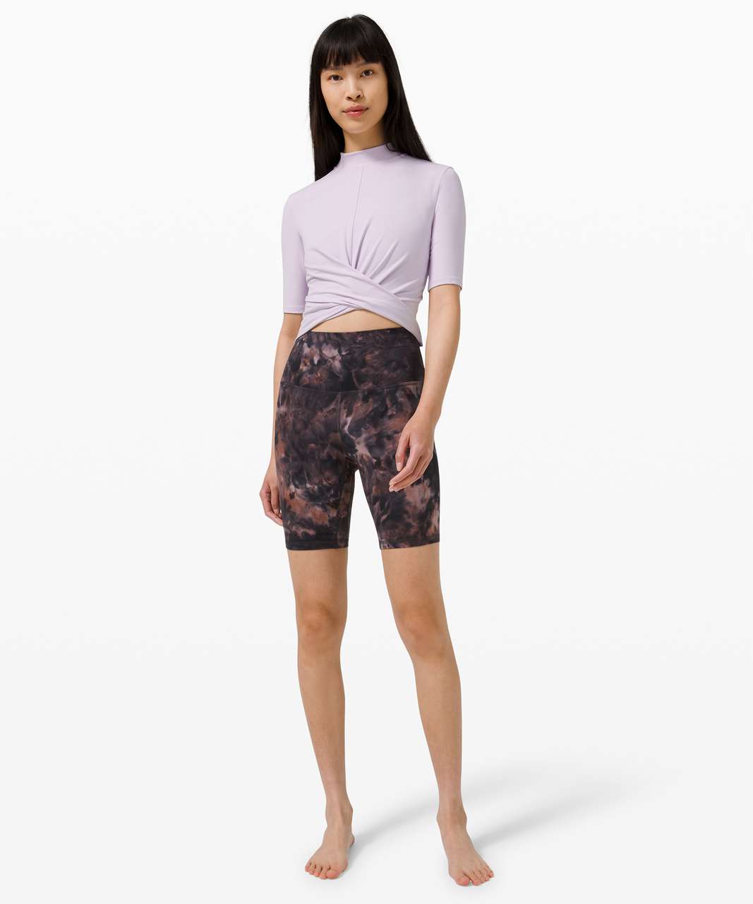 Lululemon Wrap Front Mock Neck Crop Short Sleeve - Lavender Dew