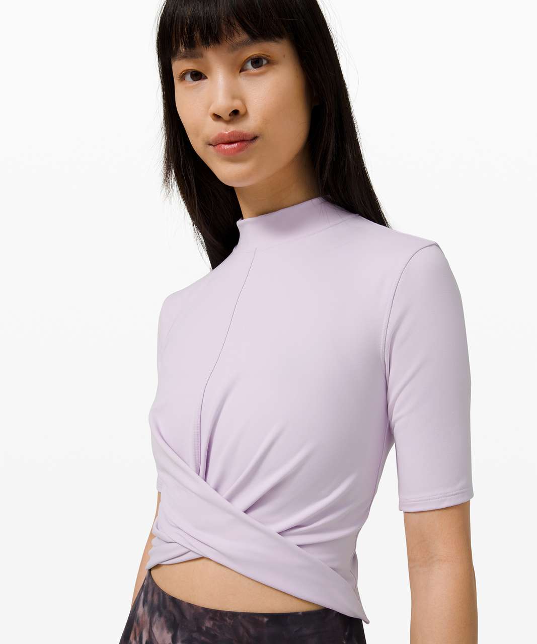 Lululemon Wrap Front Mock Neck Crop Short Sleeve - Lavender Dew