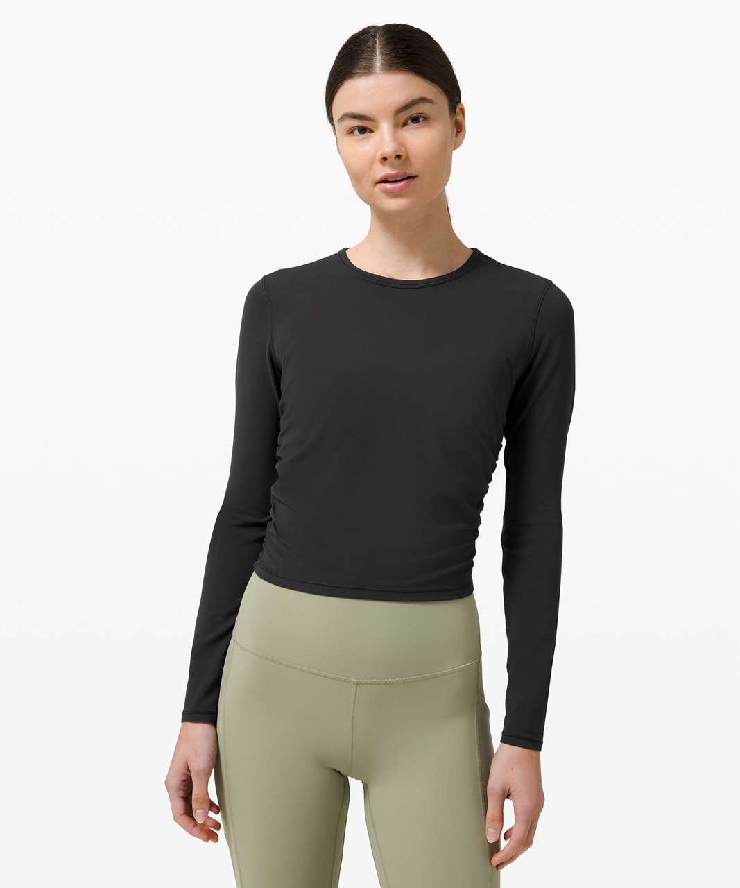 NWT $78 Lululemon Nulu Relaxed Fit Yoga Long Sleeve Top V neck in Black