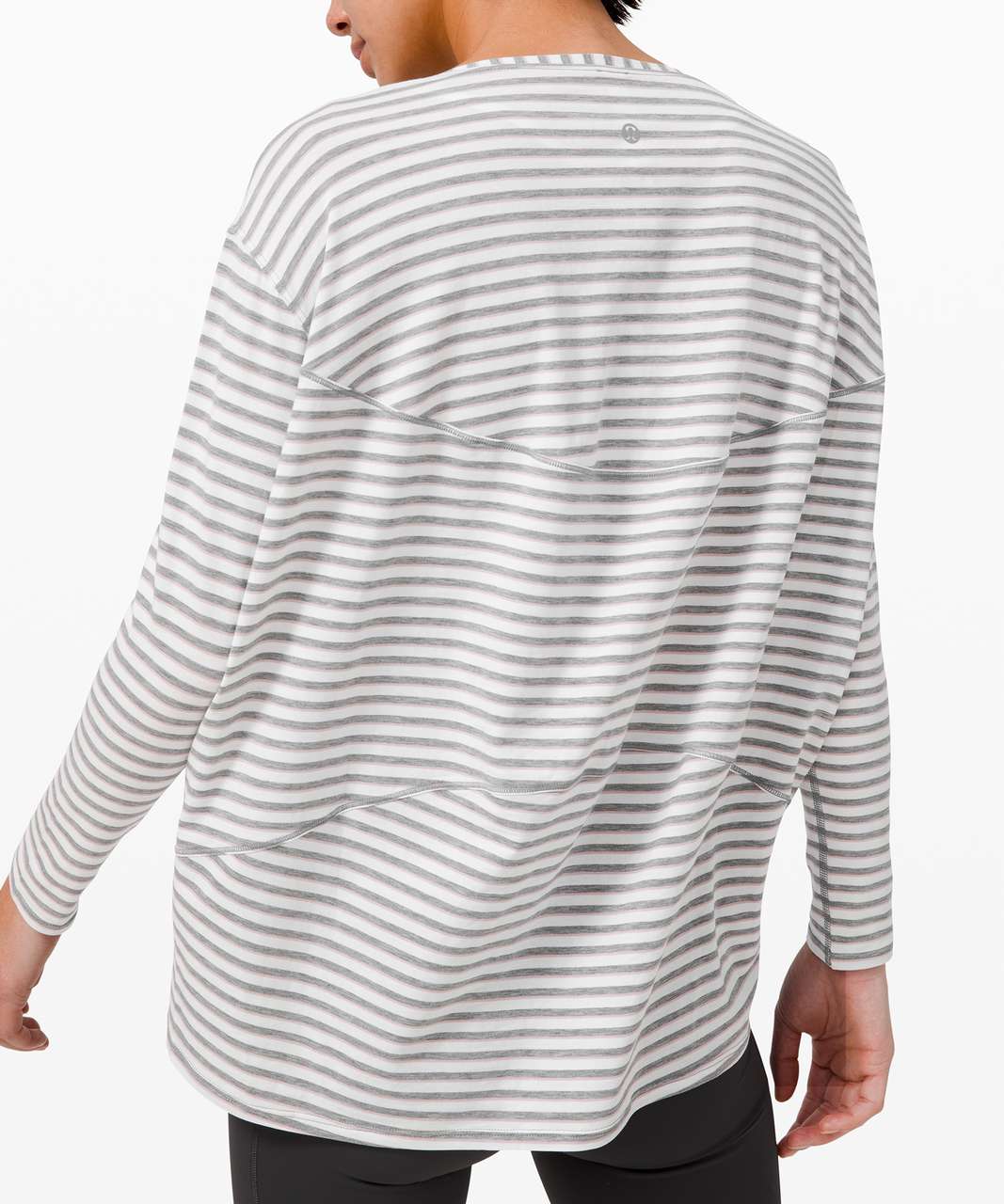 Lululemon Back In Action Long Sleeve - Step Stripe White Heathered Core Mid Grey