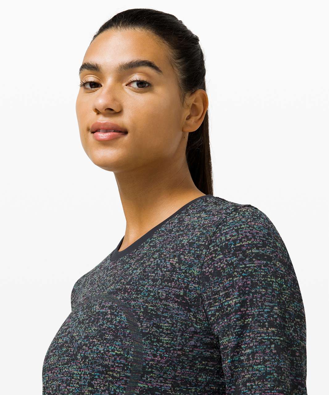 Lululemon Swiftly Breathe Long Sleeve - Pixel Check Black / Highlight Multi