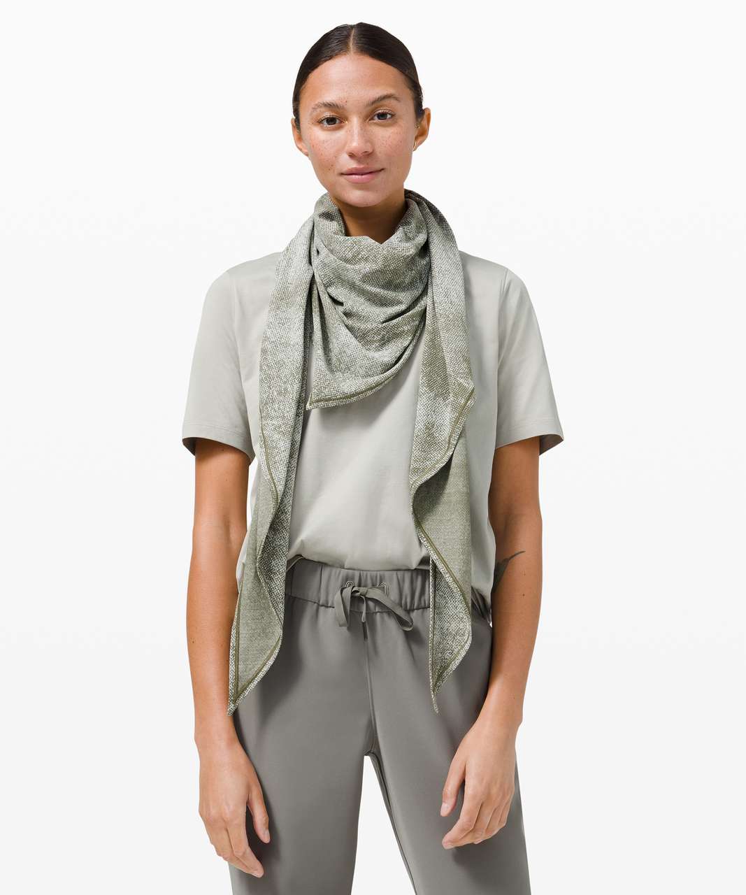 Lululemon All You Need Scarf - Pixel Jacquard Alpine White Medium Olive