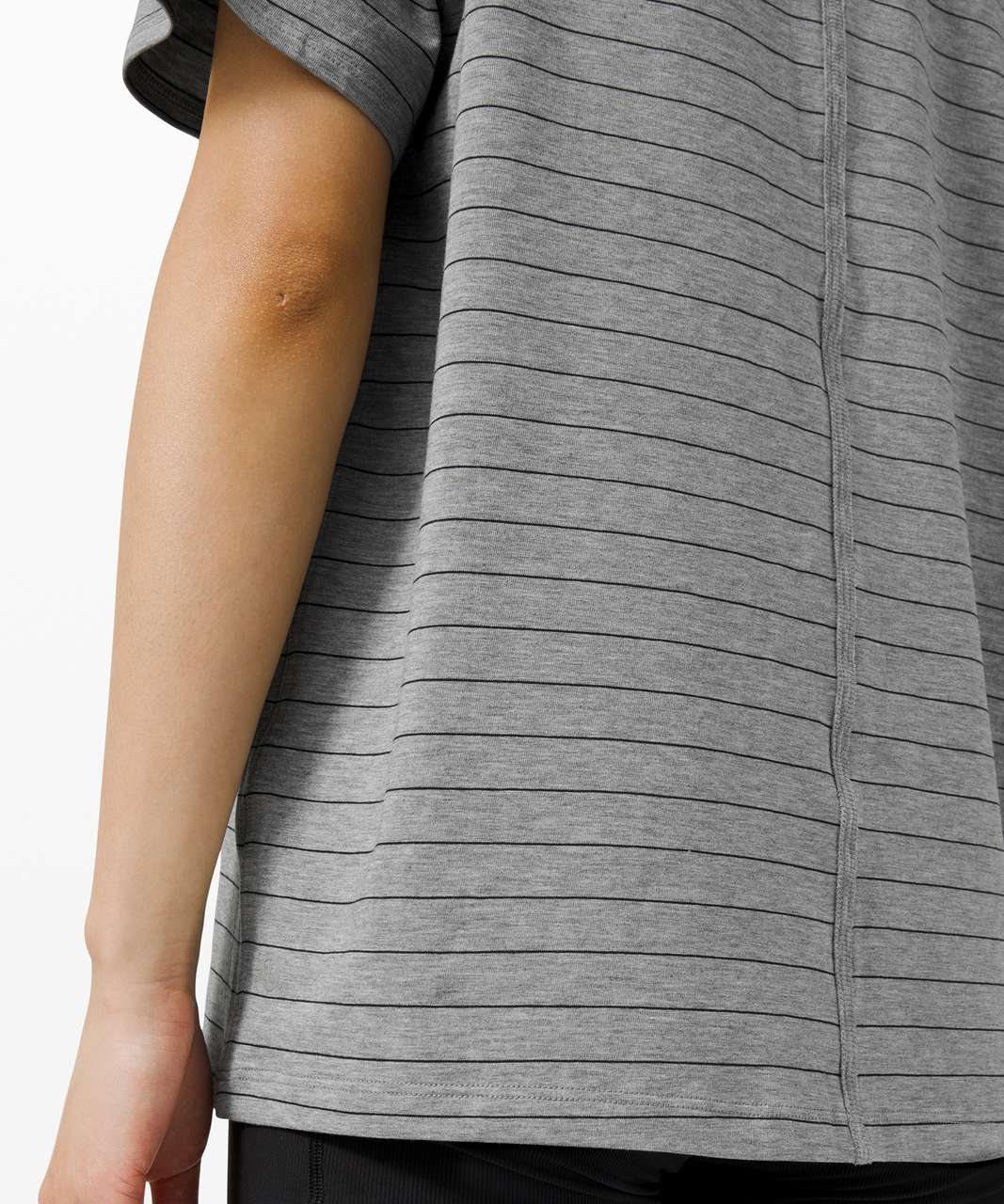 Lululemon All Yours Tee - Short Serve Stripe Heathered Medium Grey Black