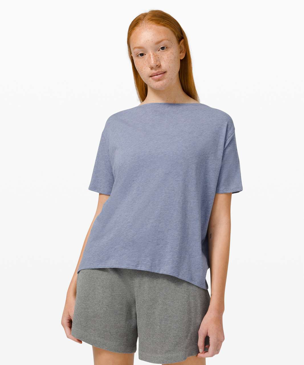 New Lululemon Back In Action Short Sleeve Size 10 Heathered Core