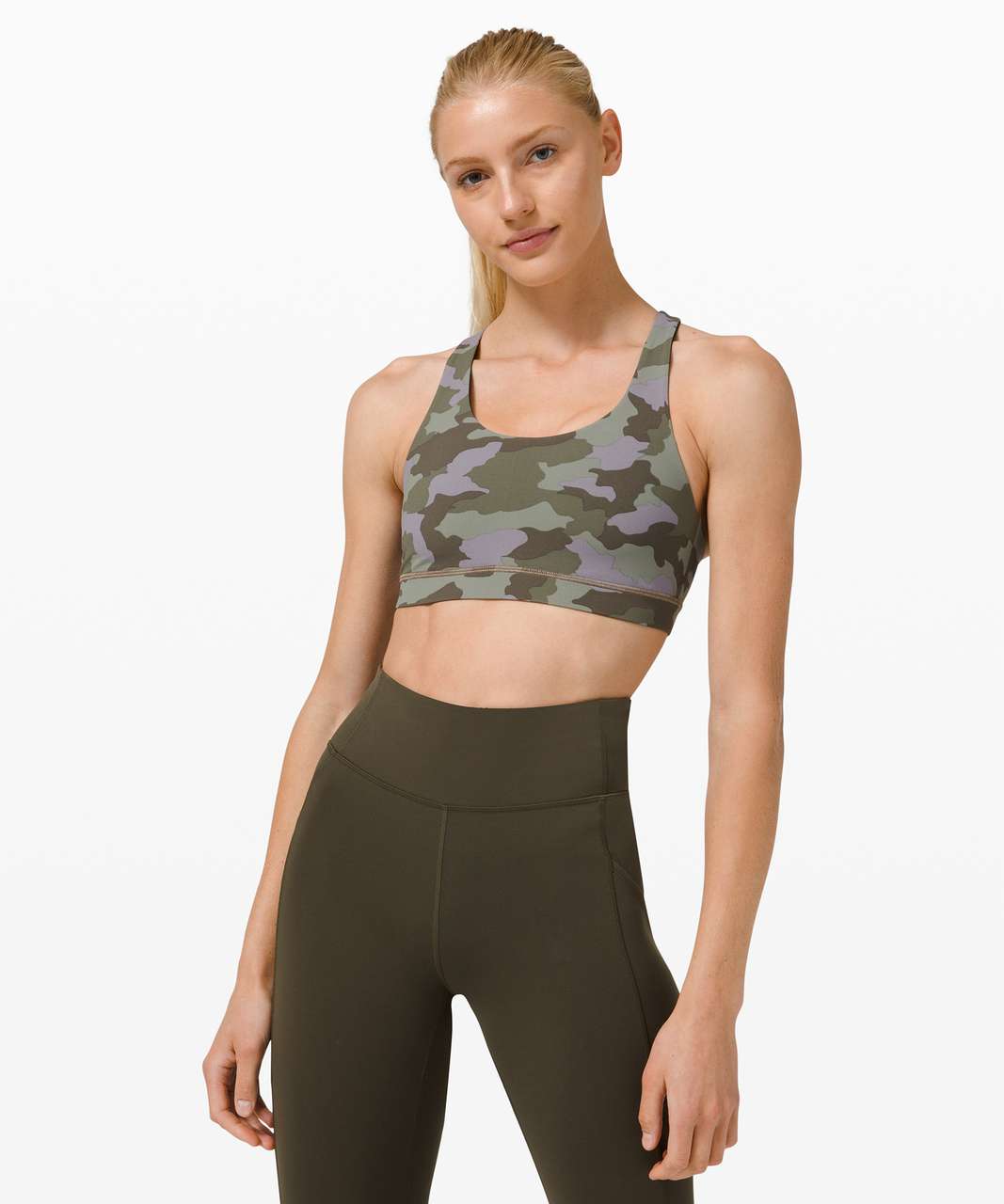 Lululemon Invigorate Bra *Medium Support, B/C Cup - Heritage 365 Camo Dusky Lavender Multi / Black