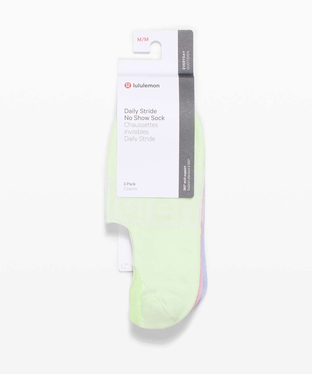 Lululemon Daily Stride No Show Sock *3 Pack - Blue Linen / Pink Puff / Neo Mint