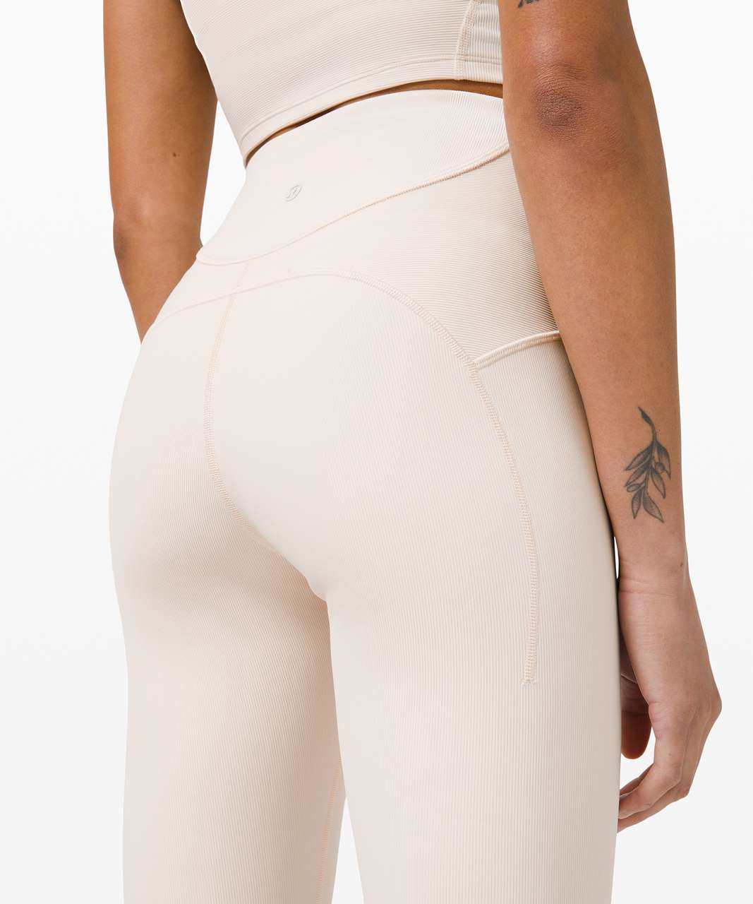 Lululemon 17. Ribbed Contoured HR IVORY Short SZ  8/WAIST:14”/INSEAM:8”/RISE:10” - $44 - From Retail