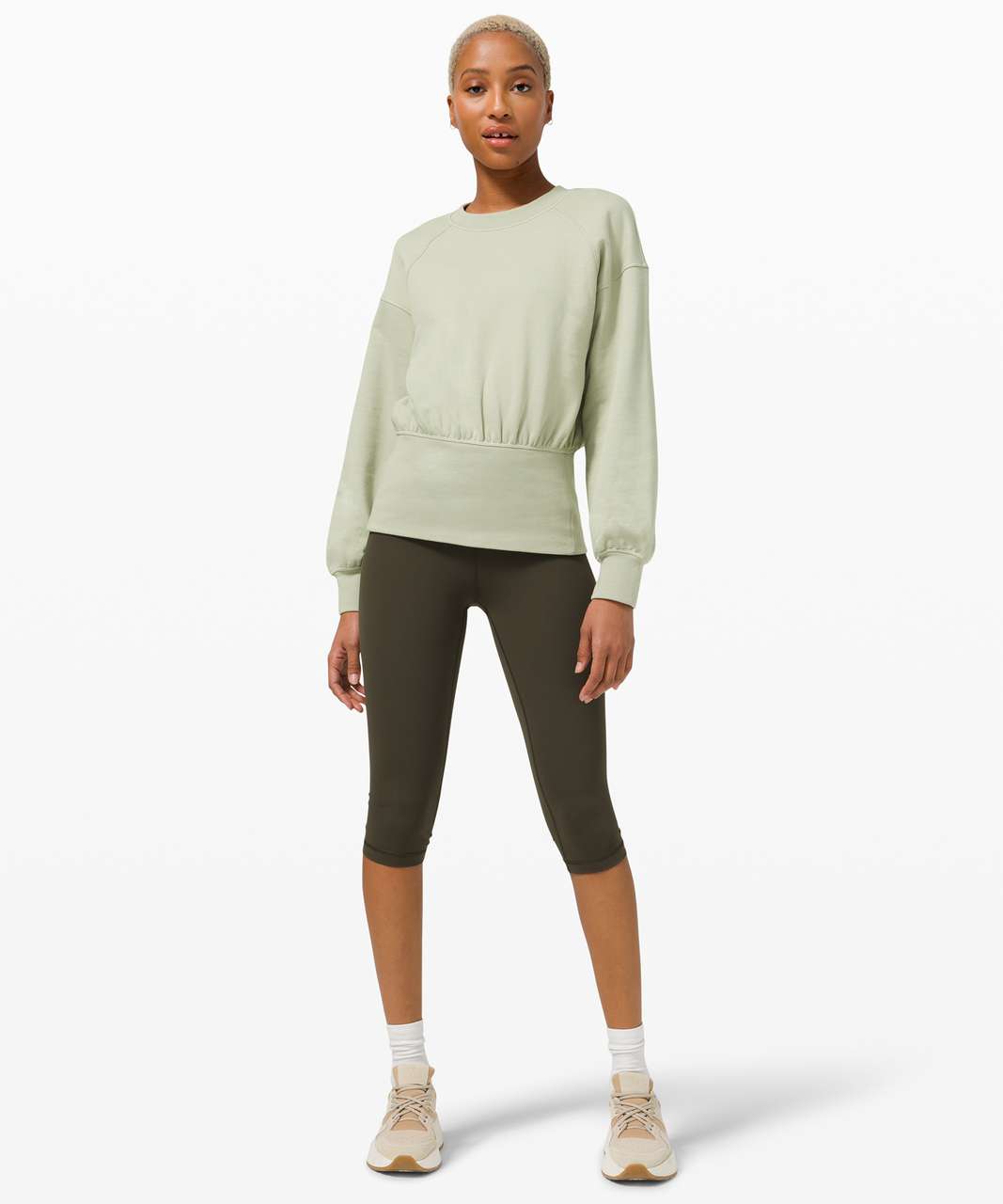 Lululemon Hugged-Waist Cotton Pullover - Green Fern - lulu fanatics