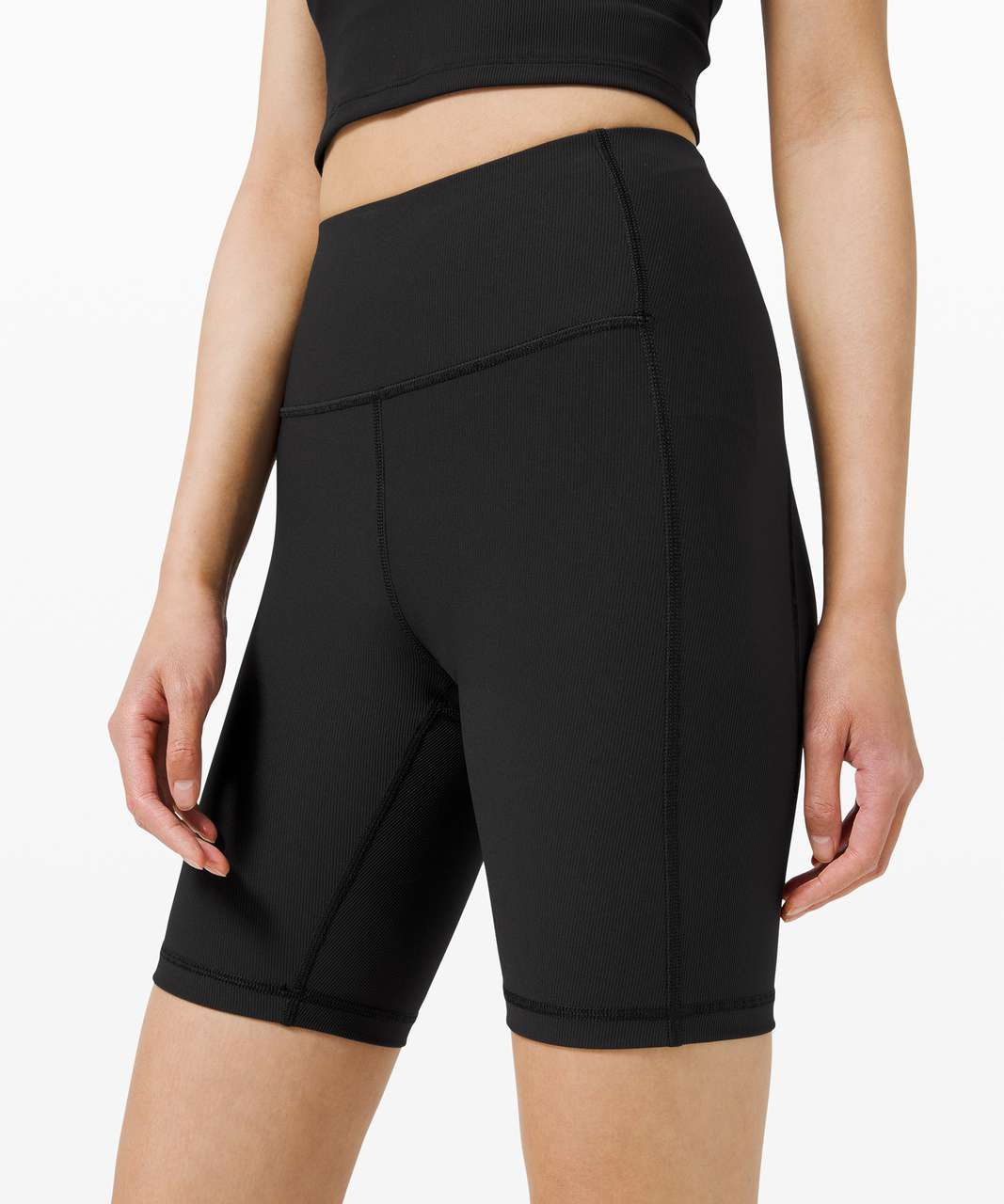 Lululemon Ribbed Contoured High-Rise Short 8 - Black - lulu fanatics