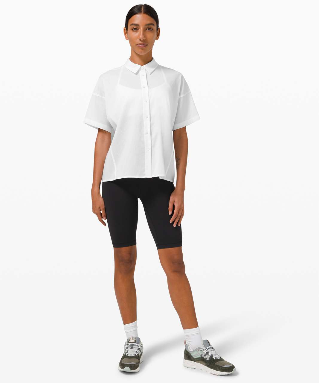 Lululemon Boxy Seersucker Short Sleeve Shirt - White