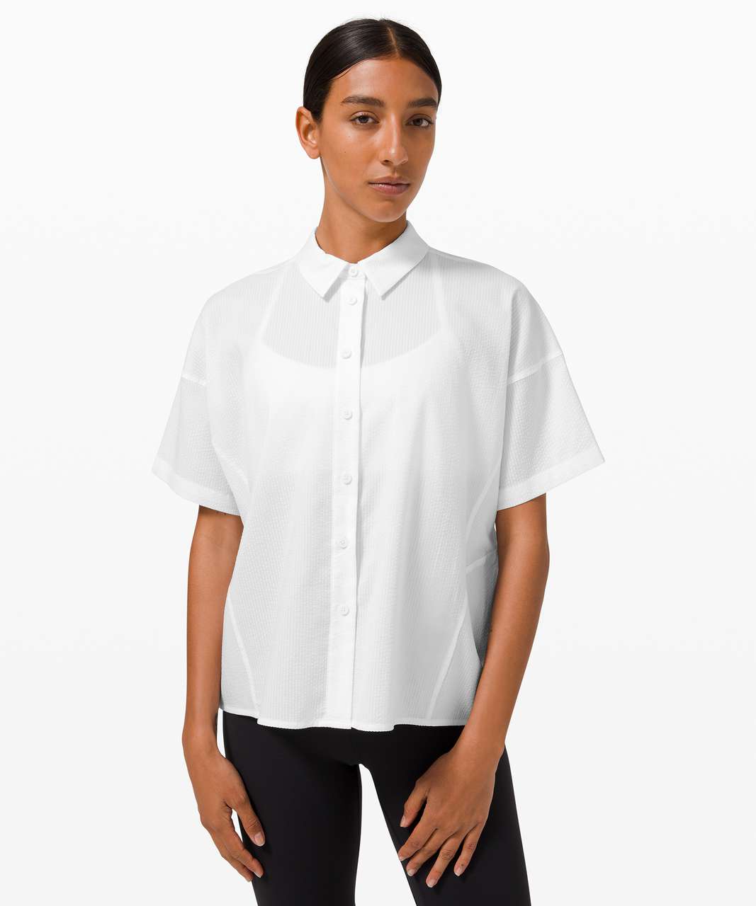 Lululemon Boxy Seersucker Short Sleeve Shirt - White