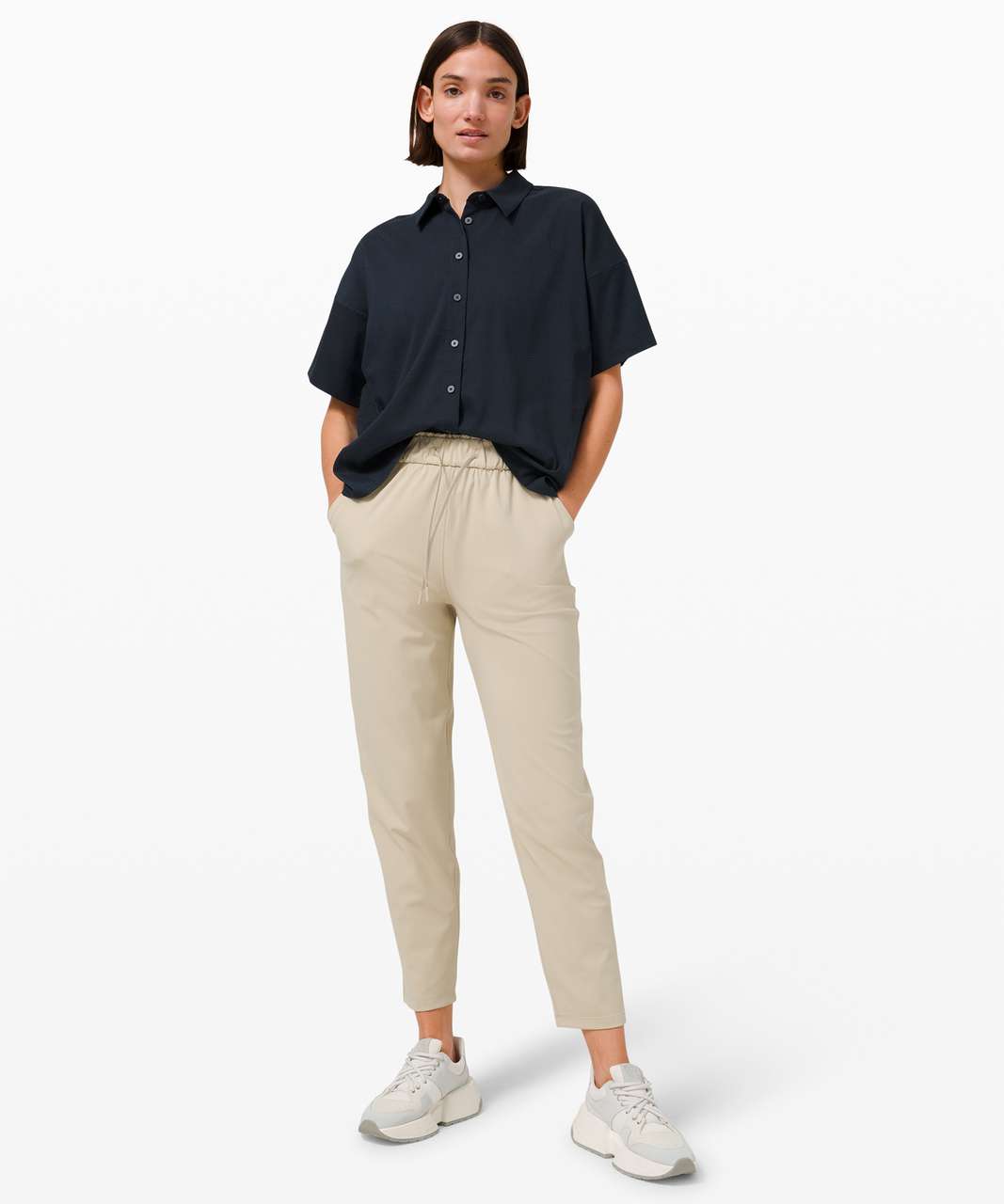 Lululemon Boxy Seersucker Short Sleeve Shirt - True Navy