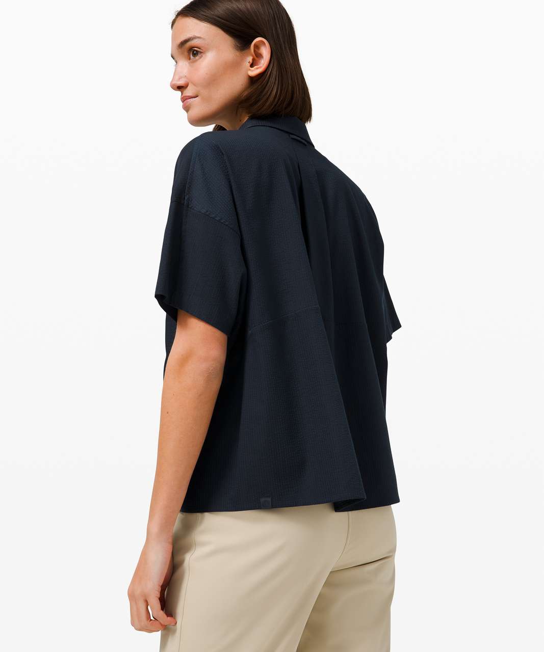 Lululemon Boxy Seersucker Short Sleeve Shirt - True Navy