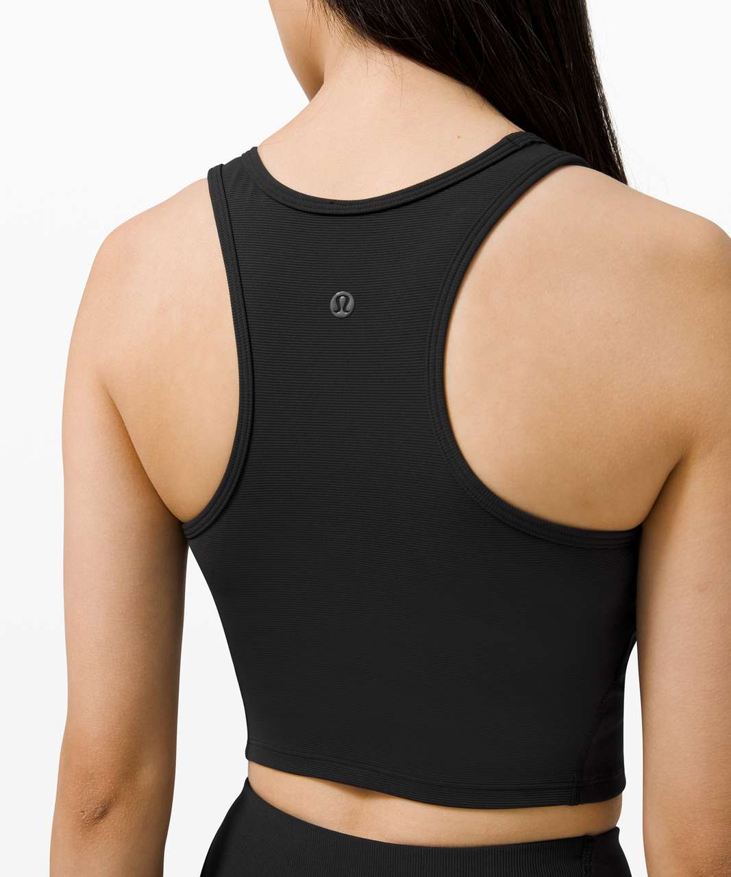 Lululemon Ribbed Contoured Racerback Cropped Yoga Tank Top - Black - lulu  fanatics