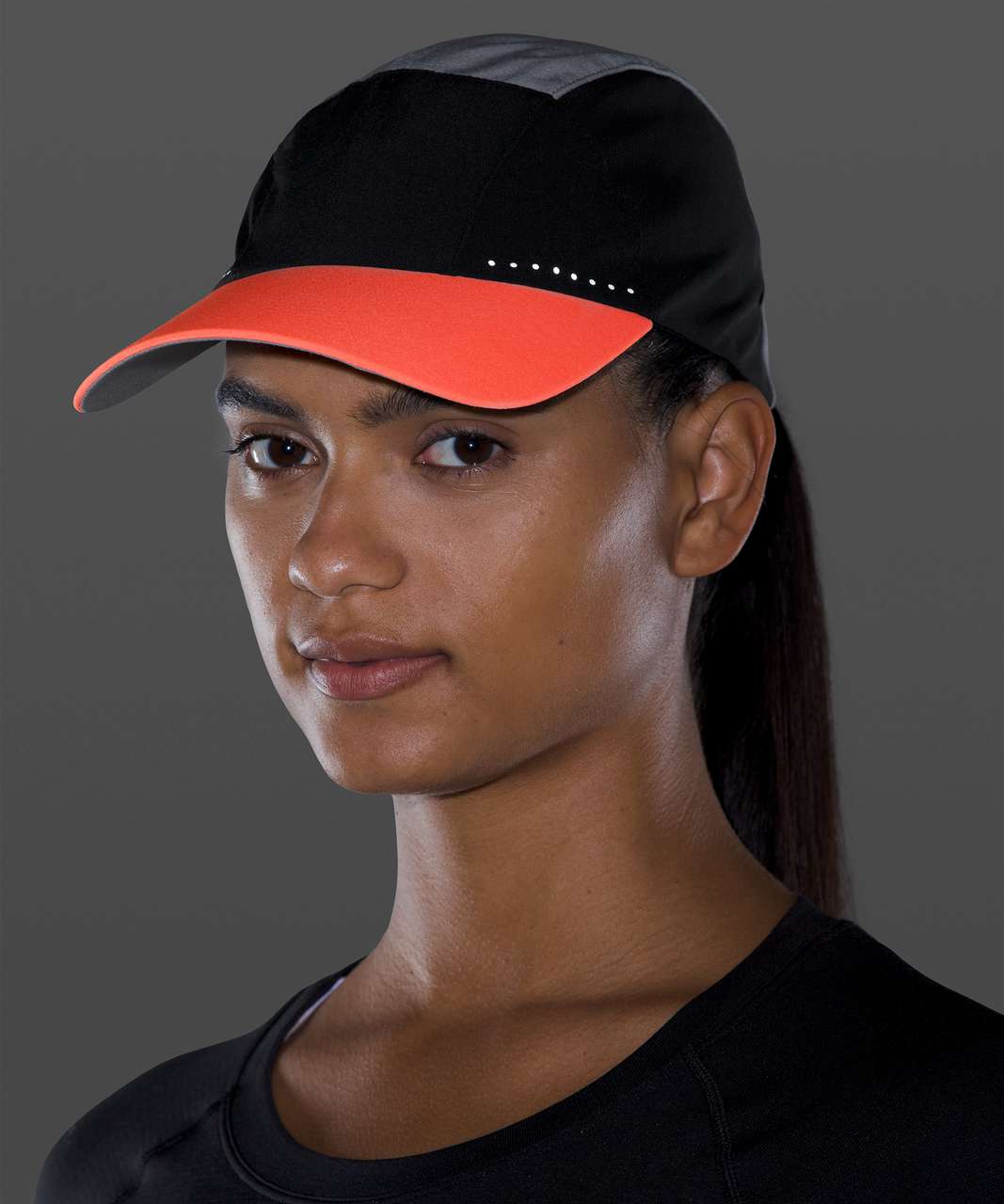 Lululemon Fast and Free Womens Run Hat Elite - Rhino Grey / Black / Sunset