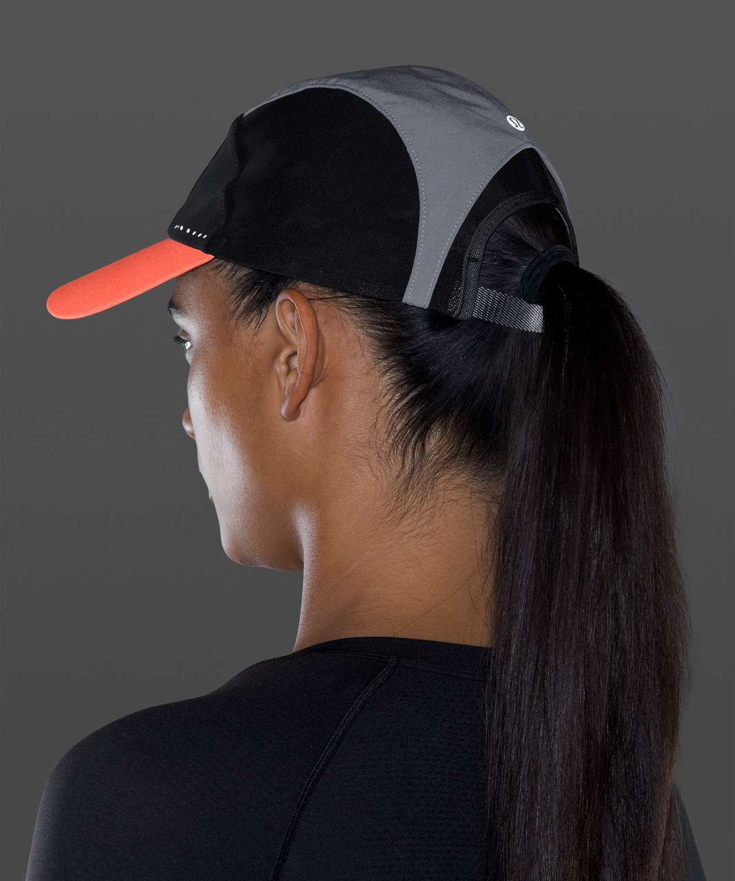 Lululemon Fast and Free Womens Run Hat Elite - Rhino Grey / Black / Sunset