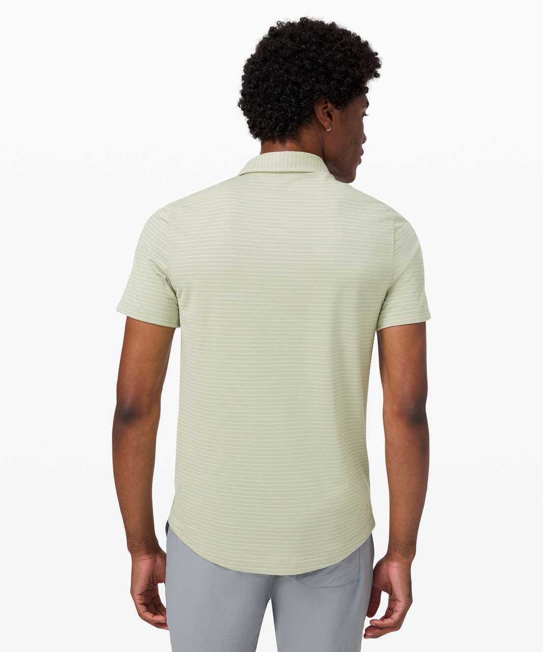 Lululemon Evolution Short Sleeve Polo - Agile Stripe Green Fern White