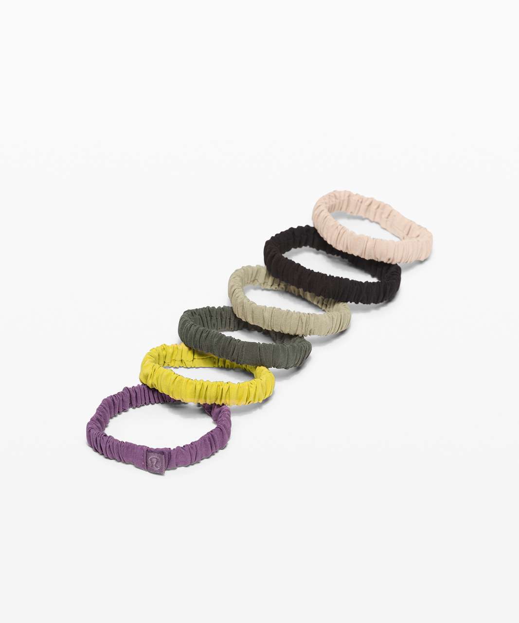 Lululemon Skinny Scrunchie *6 Pack - Grape Mauve / Yellow Pear / Smoked Spruce / Rosemary Green / Black / Cafe Au Lait