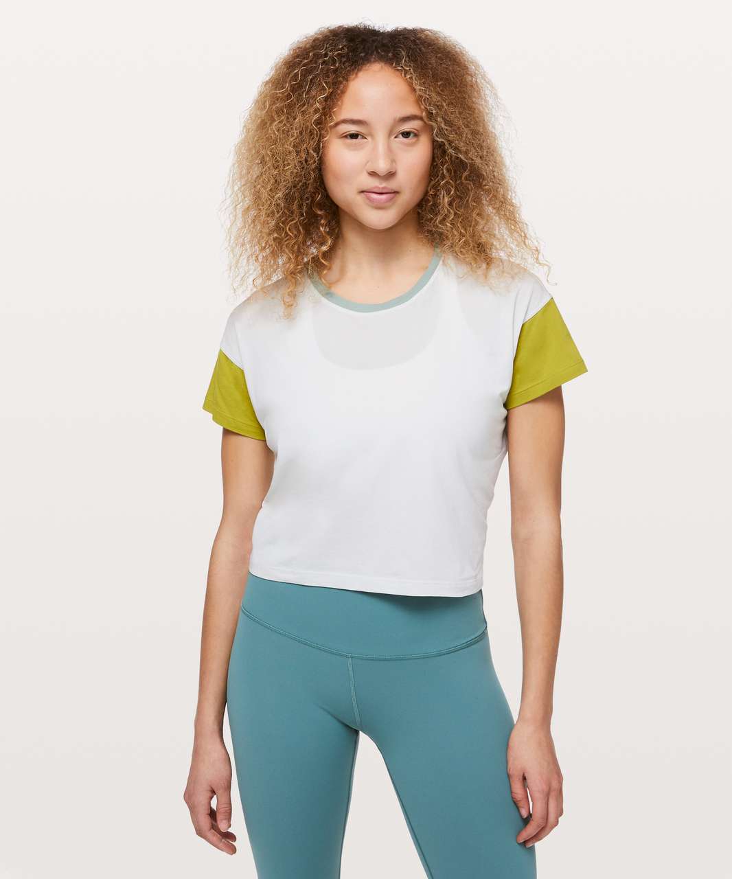 Lululemon Cates Tee - Ocean Mist / Golden Lime / Palm Court