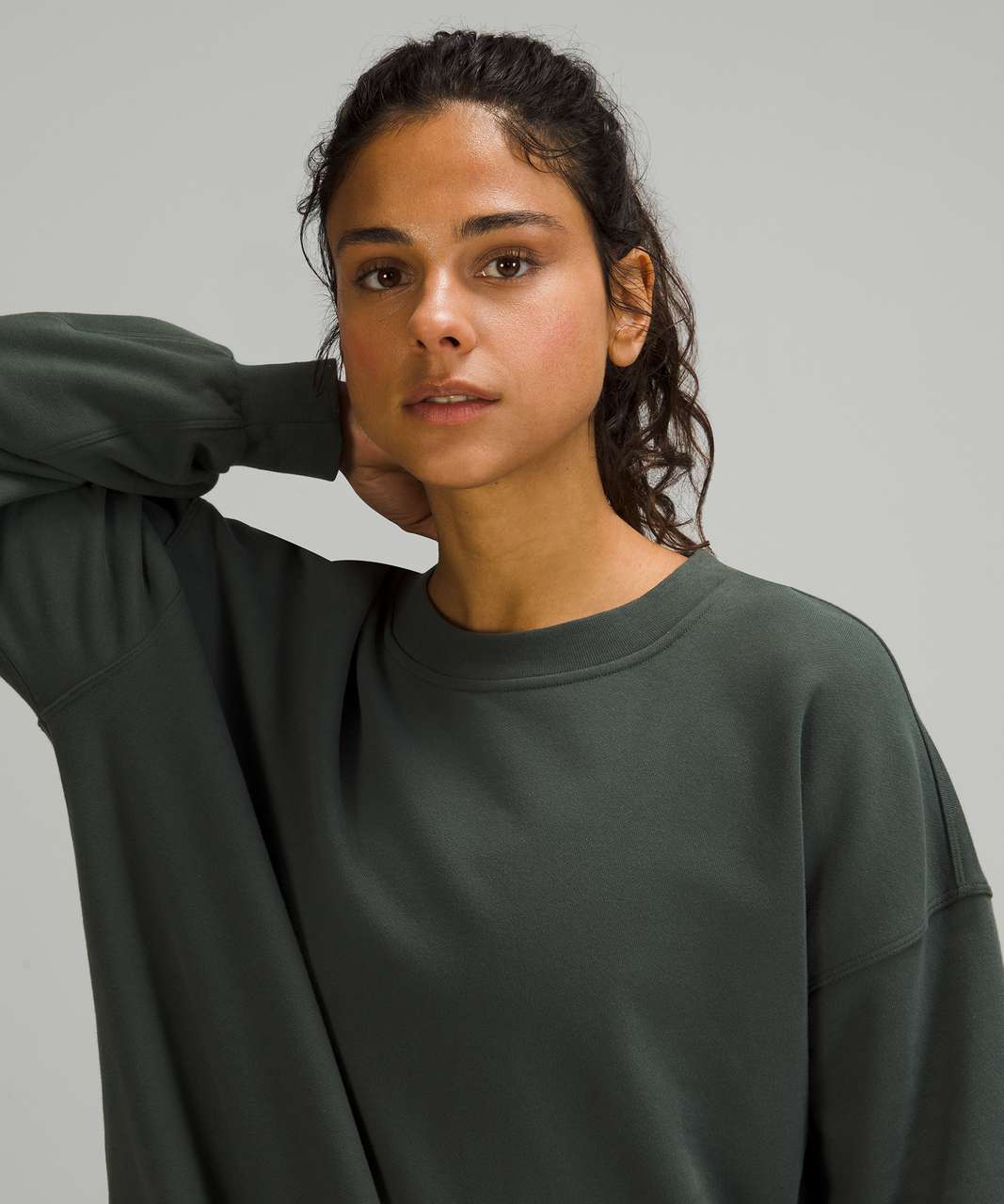 Lululemon Perfectly Oversized Crew - Army Green - lulu fanatics