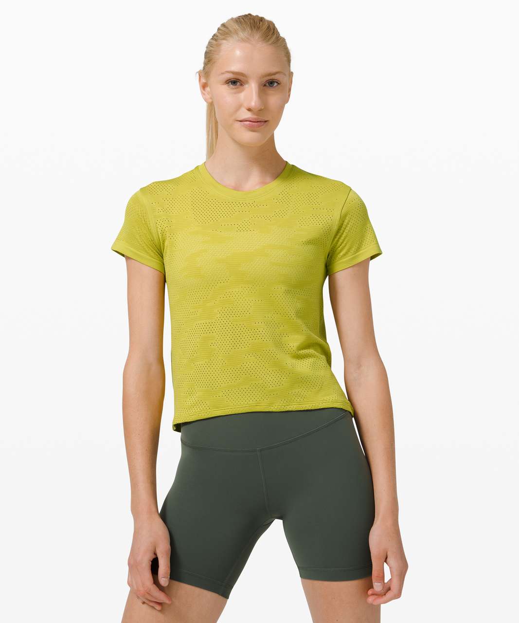 Lululemon Train to Be Short Sleeve *Camo - Dot Camo Yellow Pear - lulu ...