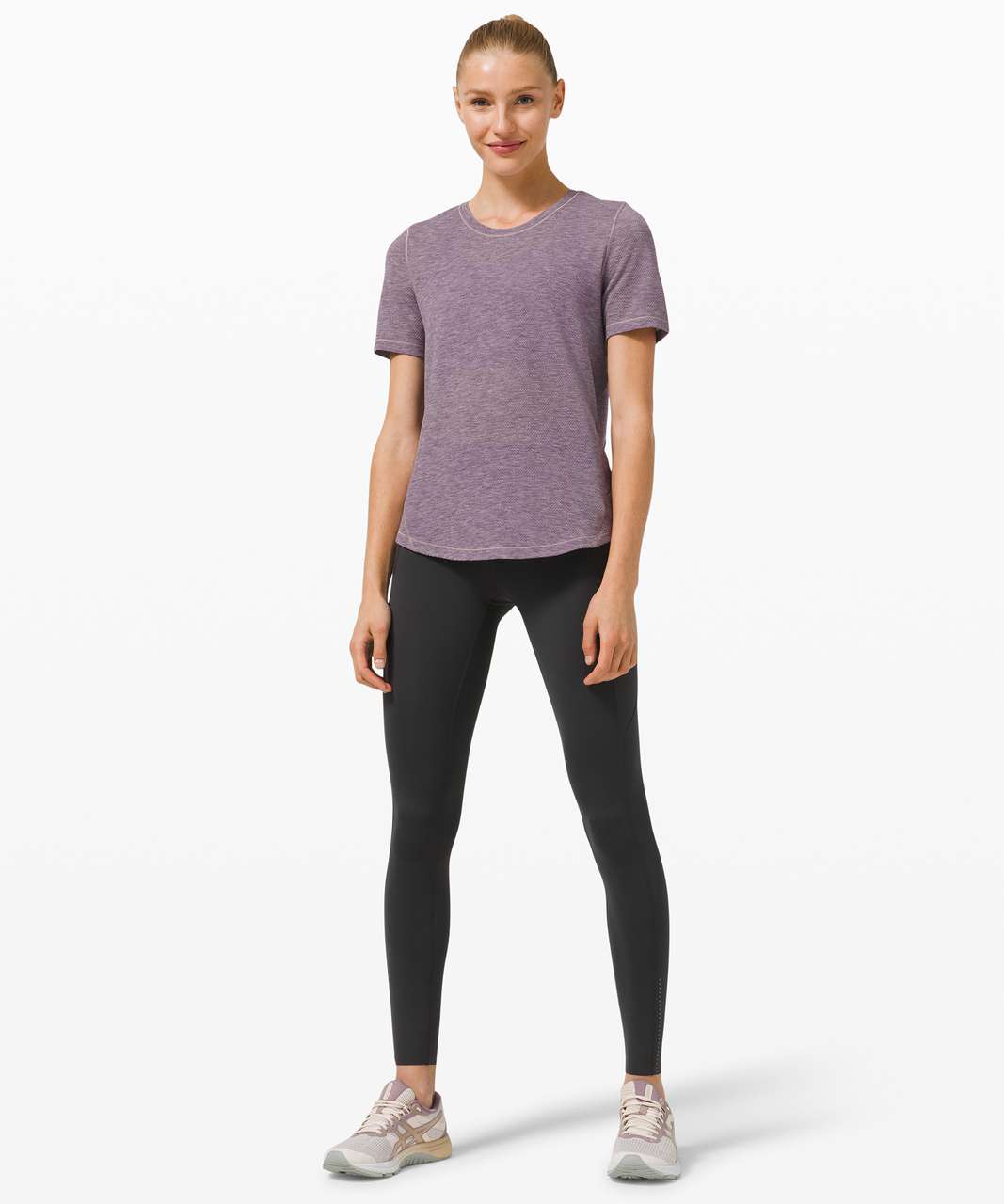 Lululemon Long Distance Short Sleeve - Heathered Grape Thistle