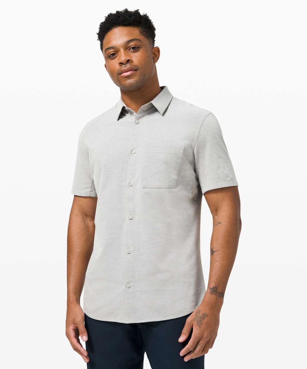 Lululemon Commission Short Sleeve Shirt - Grey Sage / White