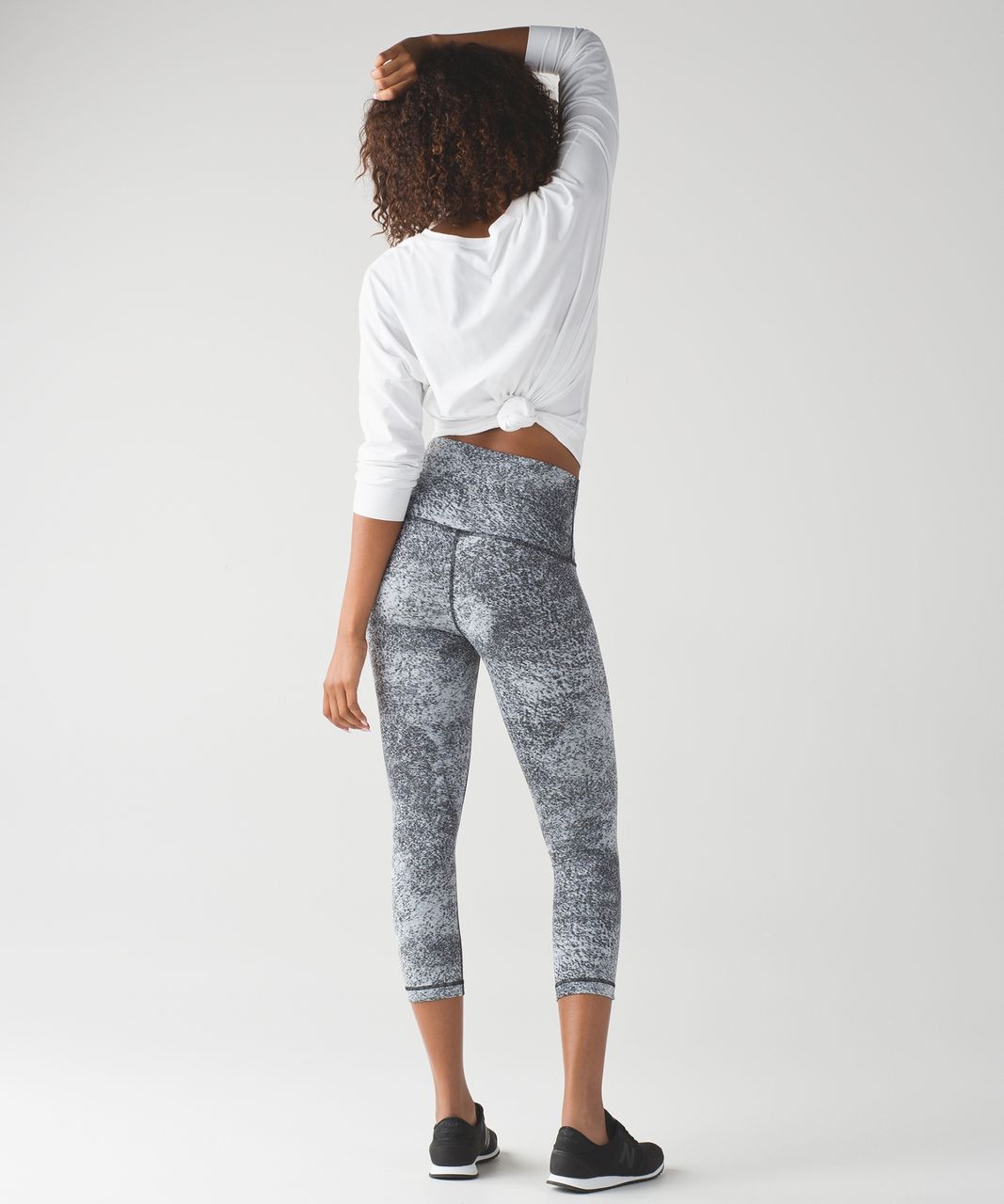 Lululemon Wunder Under Crop (Hi-Rise) - Luon Spray Jacquard White Black