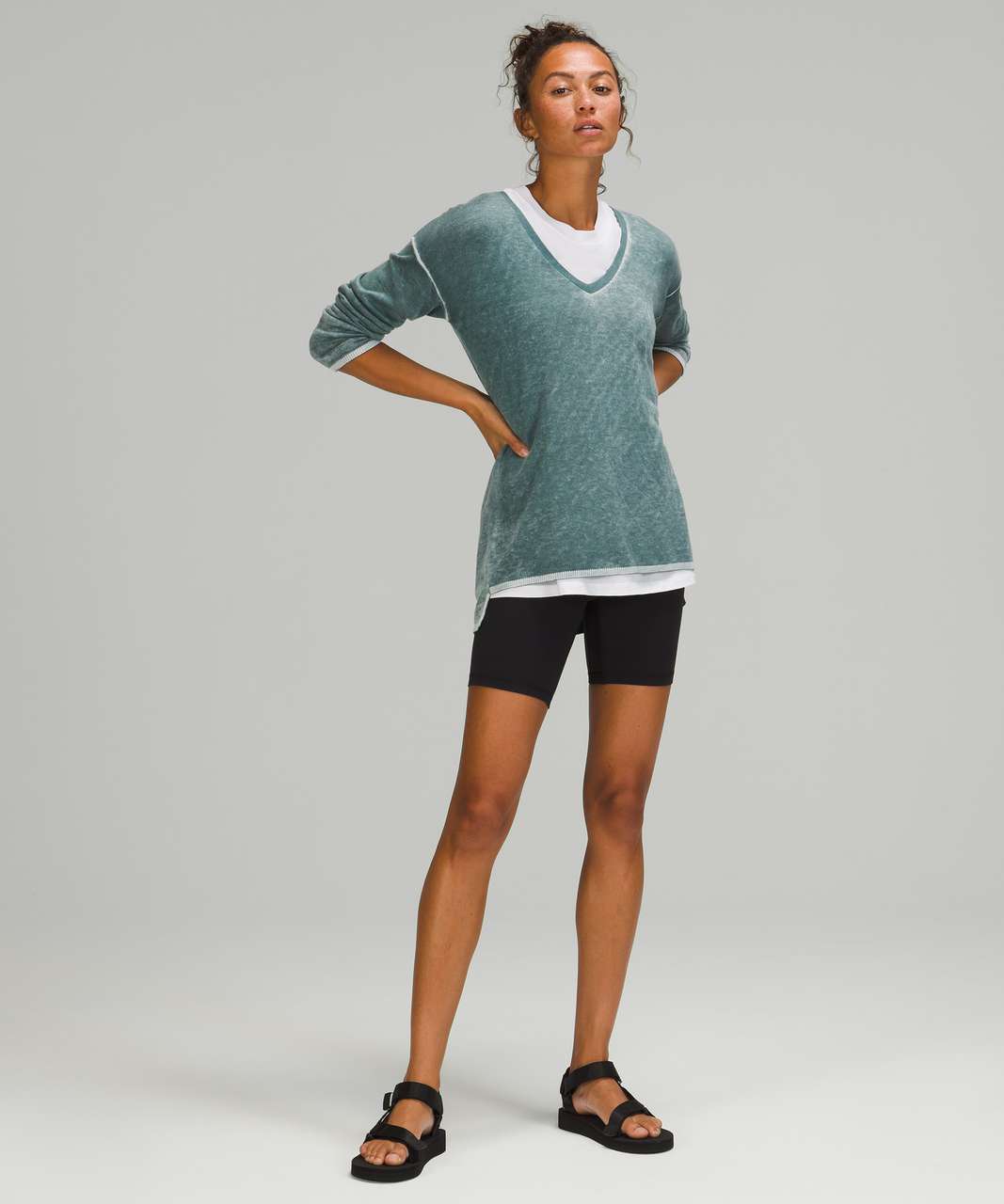 Lululemon Cashlu™ V-Neck Sweater - Arctic Green / Alpine White