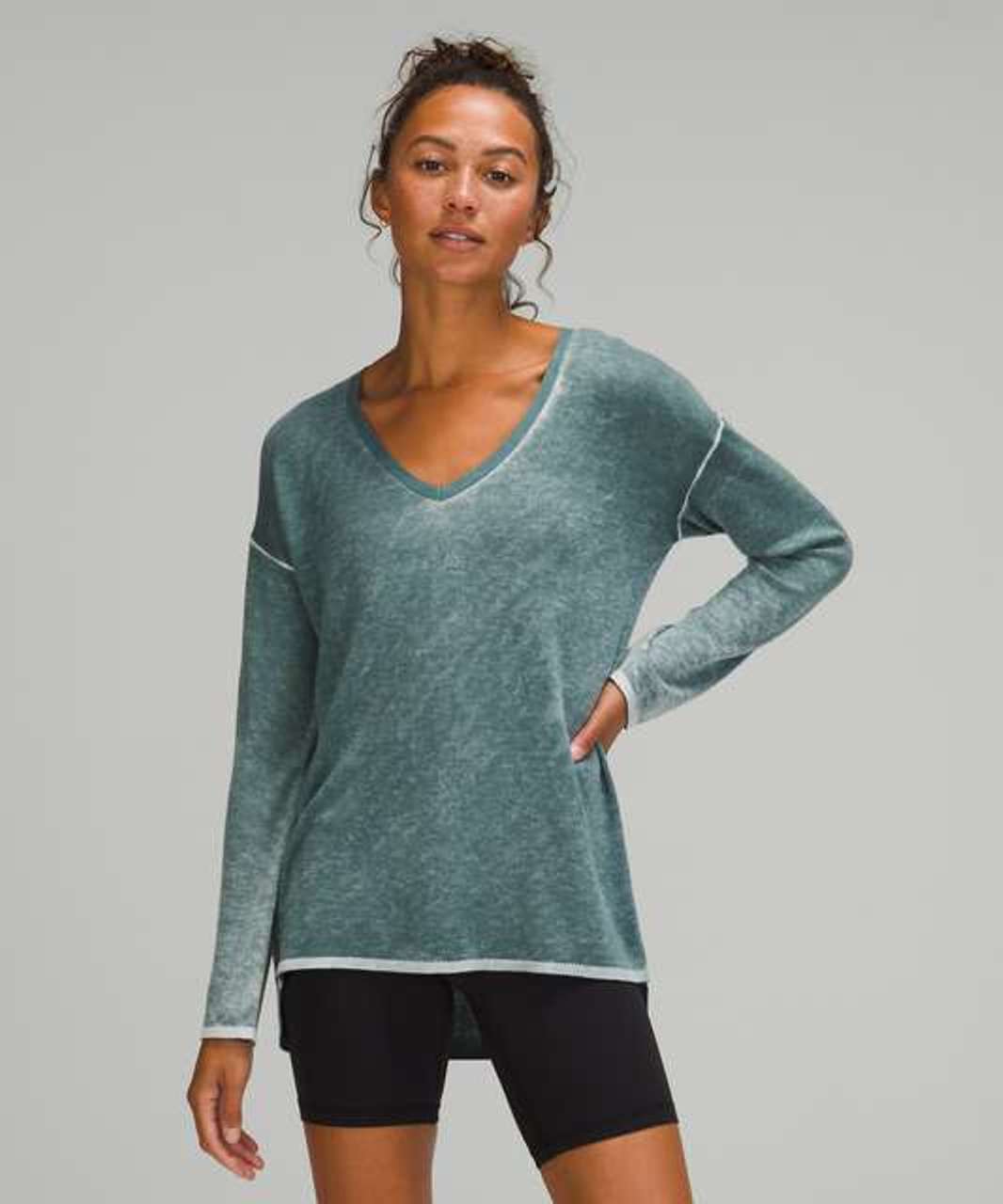 Lululemon Cashlu™ V-Neck Sweater - Arctic Green / Alpine White