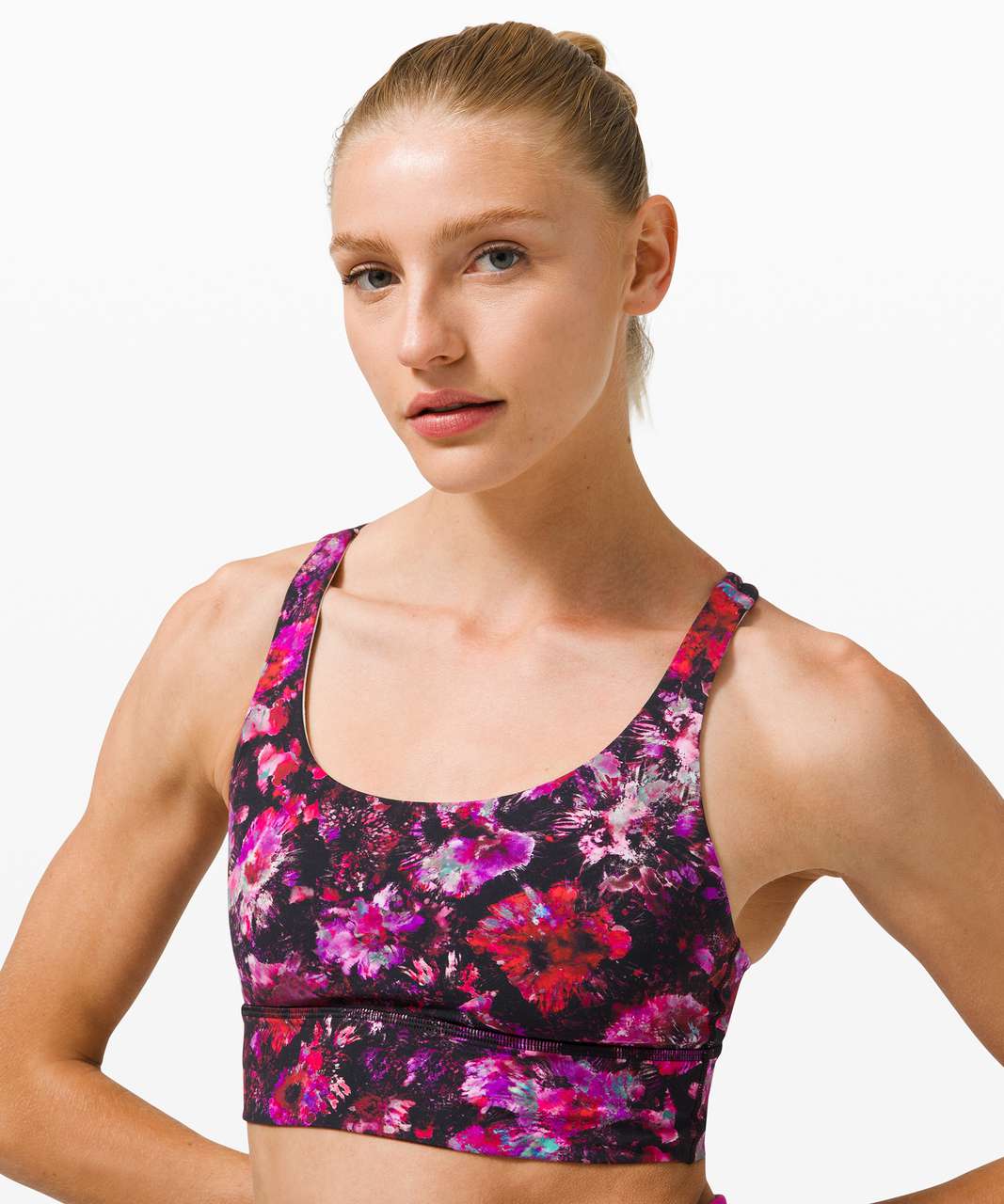 Lululemon Energy Bra Long Line *Medium Support, B–D Cup - Fluoro Floral Multi