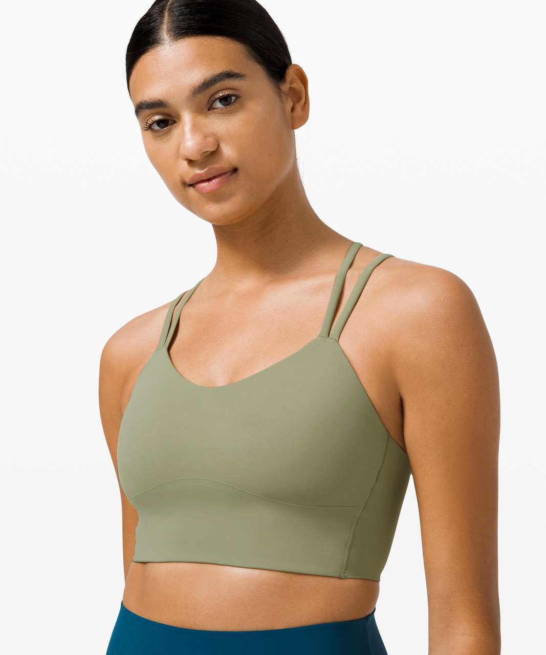 Lululemon Like a Cloud High Neck Long Line Bra Size 6 B/C Medium Olive  00766.