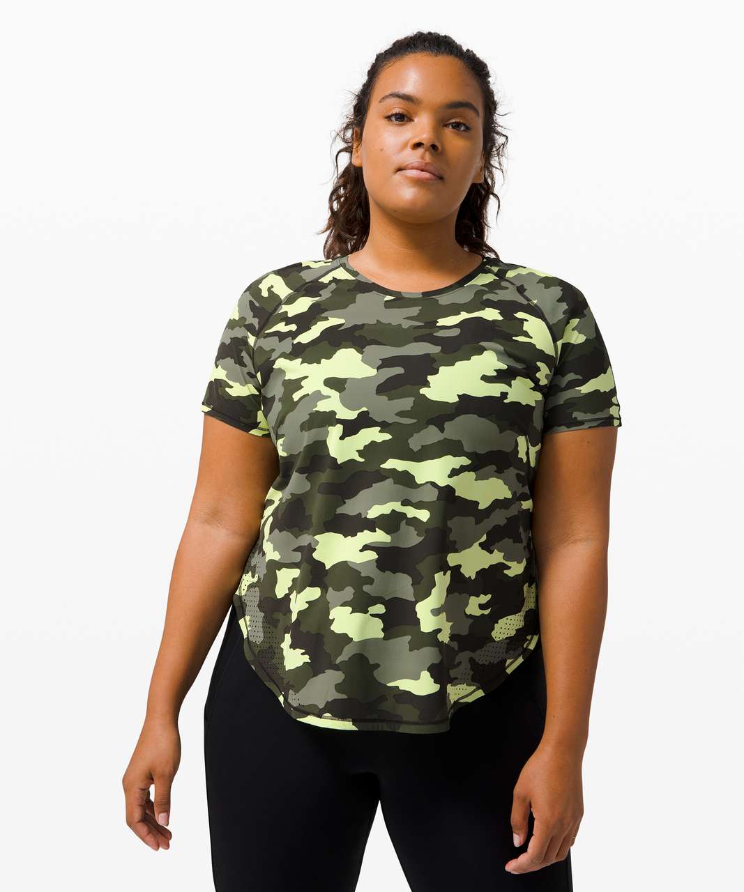 Lululemon High-Neck Running and Training T-Shirt - Heritage 365 Camo Medium  Olive Multi - lulu fanatics